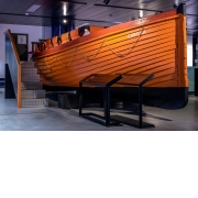 Lifeboat from the sunken MS Carona, Great Britain 194834 sailors and 2 passengers owe their lives to this boatFollowing a collision with a Liberian freighter off the West Friesian islands on 28 February 1964, the badly damaged Swiss ocean-going vessel MS Carona sank in a matter of minutes. It was only thanks to rapid action, that the entire crew and passengers were able to save themselves. Because of the MS Carona’s severe list, only the starboard lifeboat could be lowered into the water.After two hours’ rowing towards the acoustic warning signals, the shipwrecked mariners reached the permanently moored Terschellingerbank lightship. There all 34 crew and two passengers were picked up by a Dutch maritime rescue vessel and taken to the island of Terschelling.The crew took the lifeboat with them to Rotterdam and later to Basel. It found its way to Lake Zurich where it served the Sea Scouts as a rescue boat until 1988. Today there is probably no other contemporary witness in the world that succeeds in documenting a shipwreck and rescue so authentically and even with original film recordings as does the MS Carona’s lifeboat.